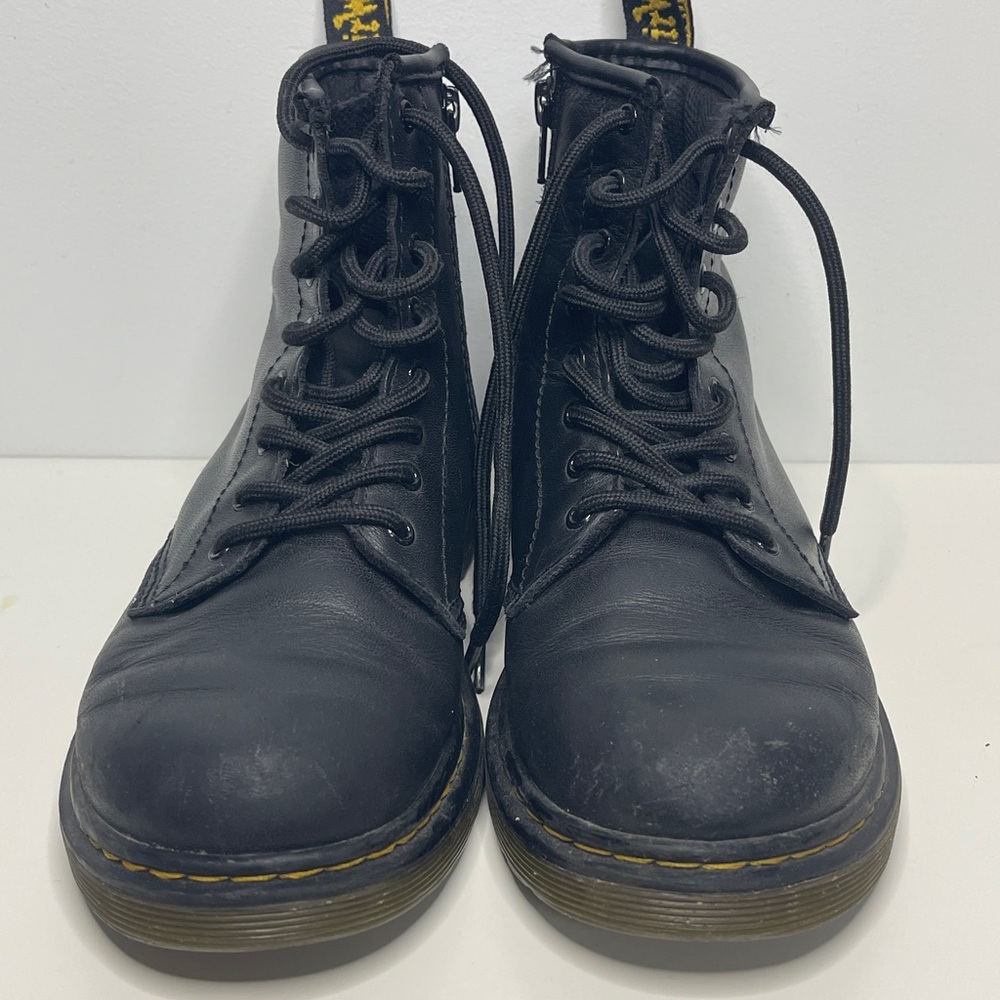 Dr. Martens Black Combat Boots with Yellow Stitching